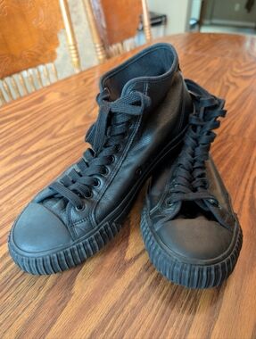 PF Flyers Black Leather Center Hi Top Unisex Sneakers